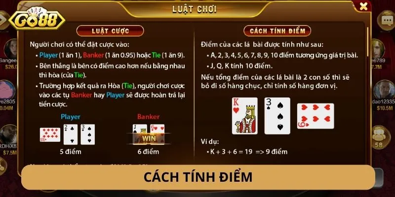 Cách tính điểm Baccarat GO88