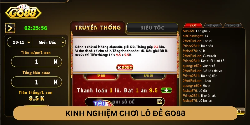 Kinh nghiệm chơi Lô đề GO88