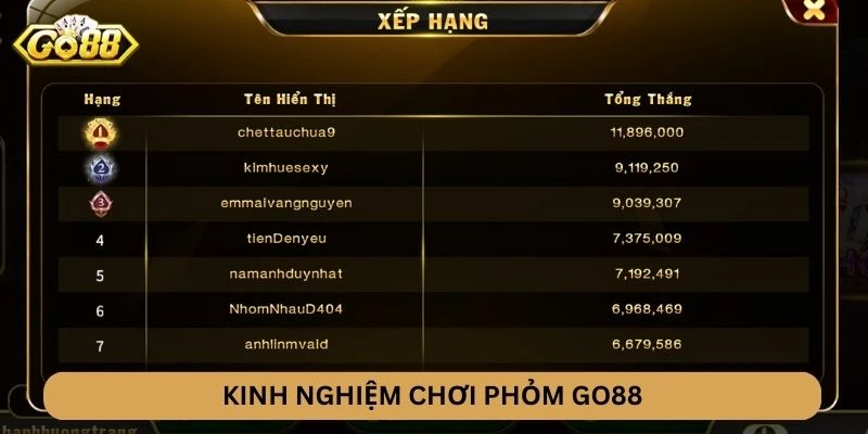 Kinh nghiệm chơi Phỏm GO88