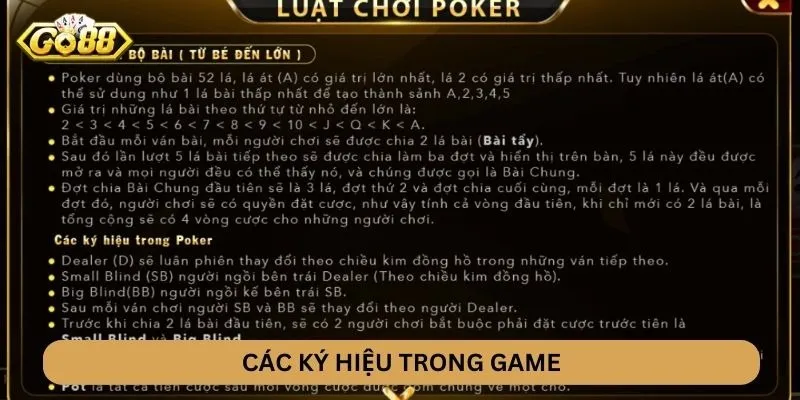 Ký hiệu trong Poker GO88