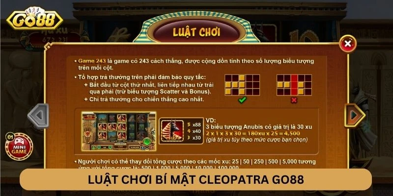 Luật chơi Bí Mật Cleopatra GO88