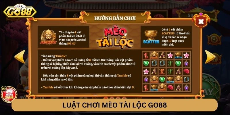 Luật chơi Mèo Tài Lộc GO88