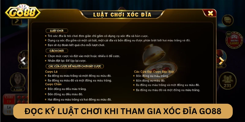 Luật chơi xóc đĩa GO88